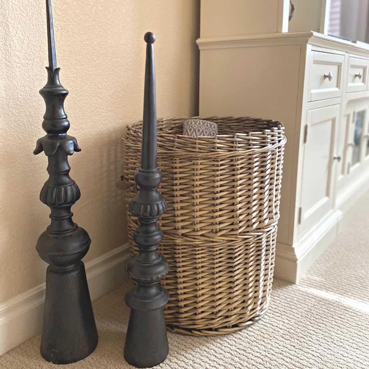 French antique black finials as architectural salvage home decor