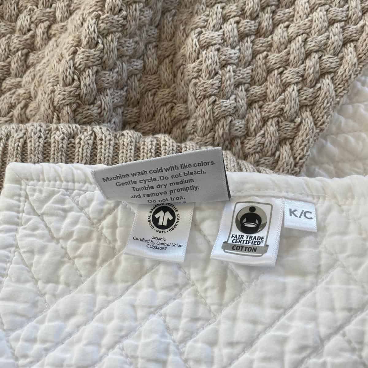 GOTS certified label on organic cotton bedding