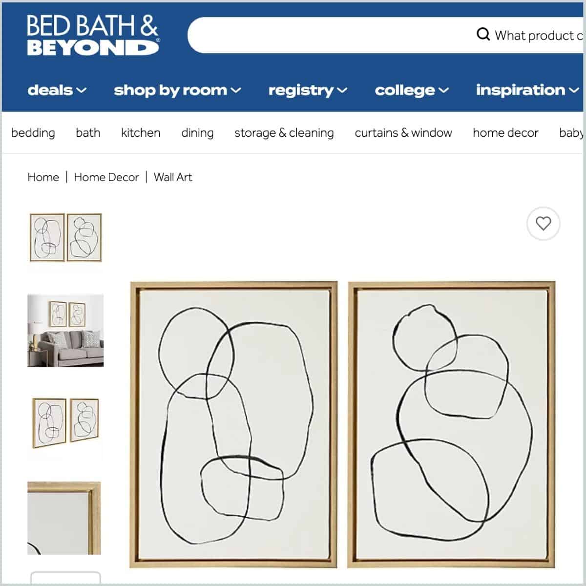 Set of two abstract wall art from bed, bath and beyond's website