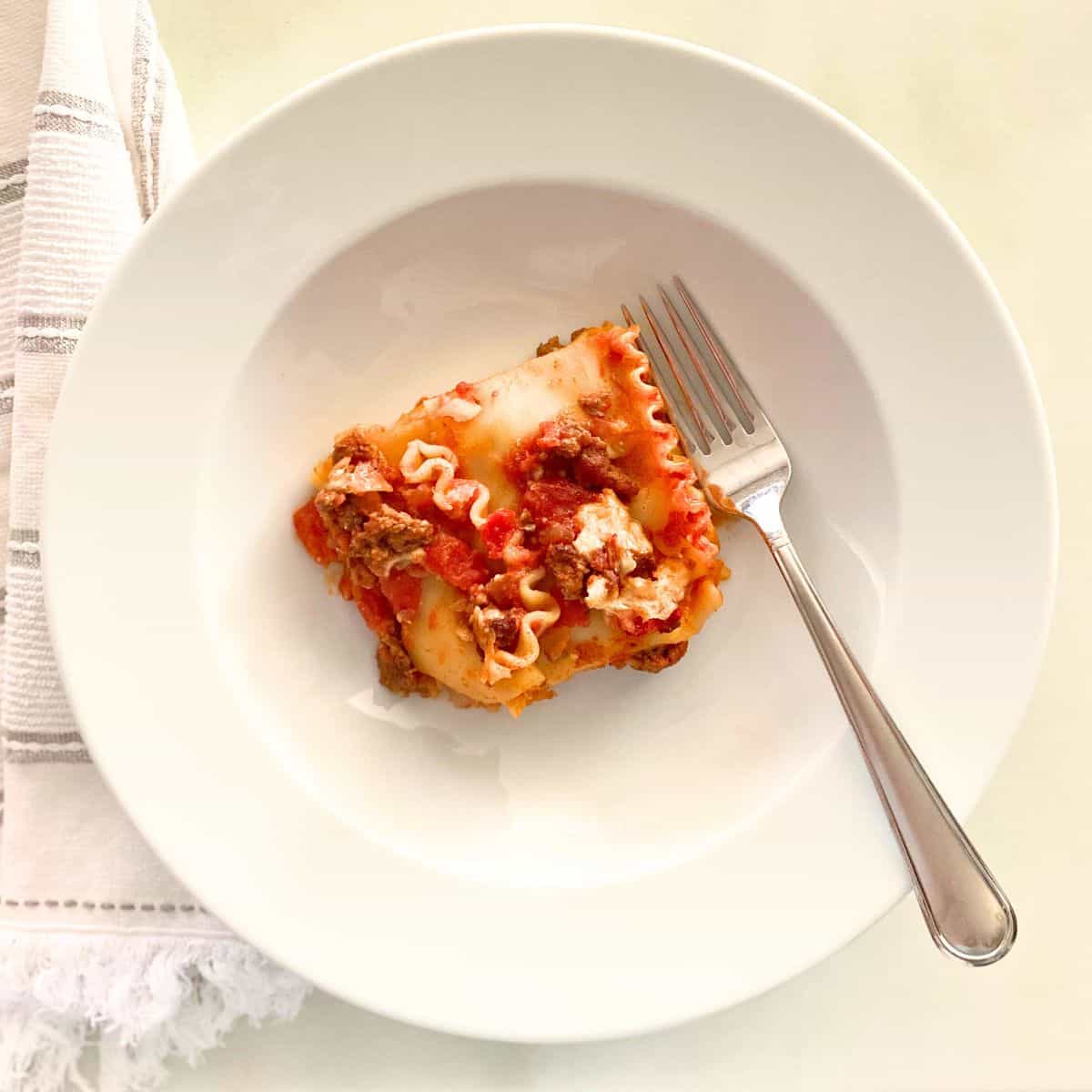 plated no ricotta lasagna