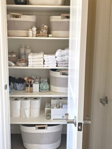 Bathroom linen closet organization