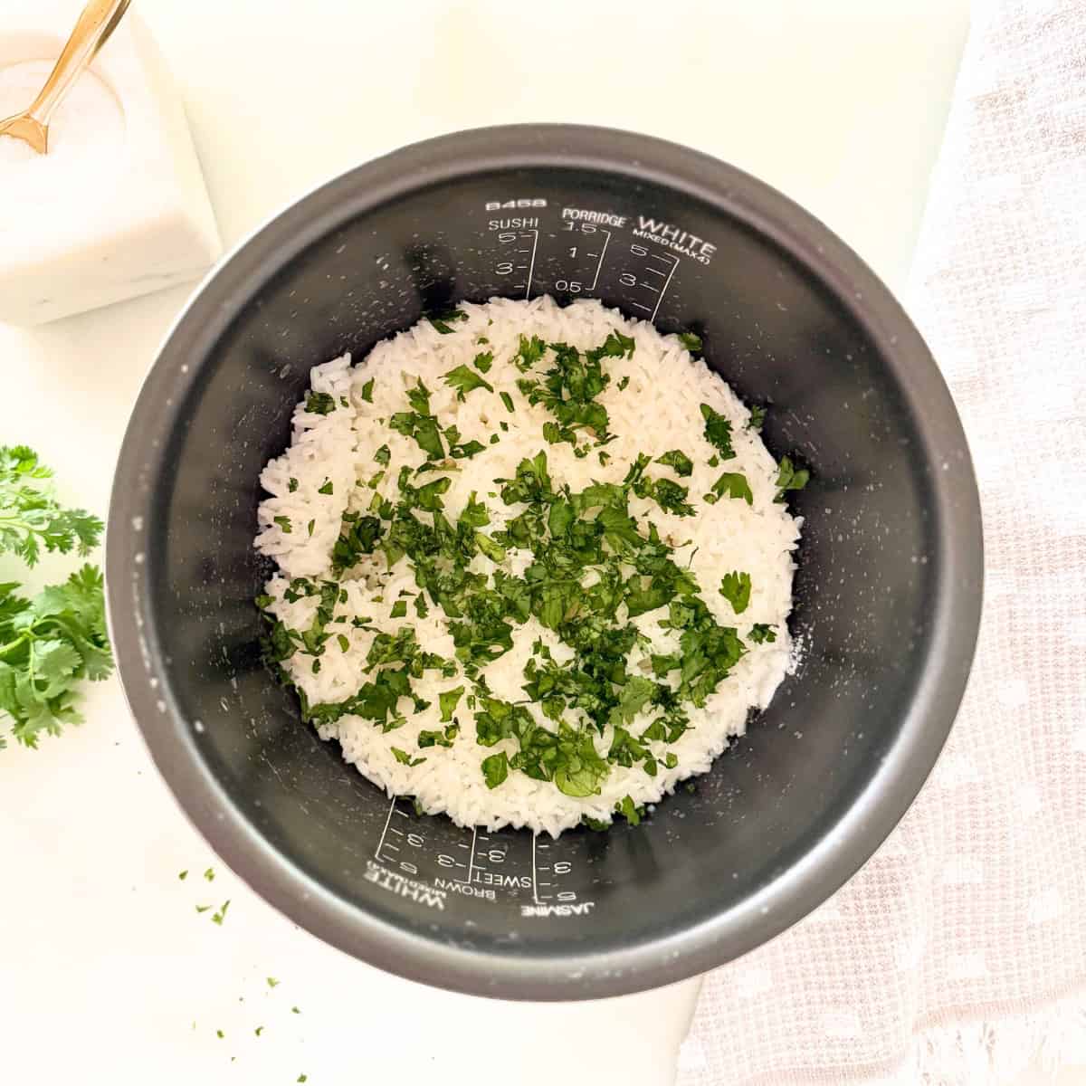 cilantro lime rice before mixing ingredients