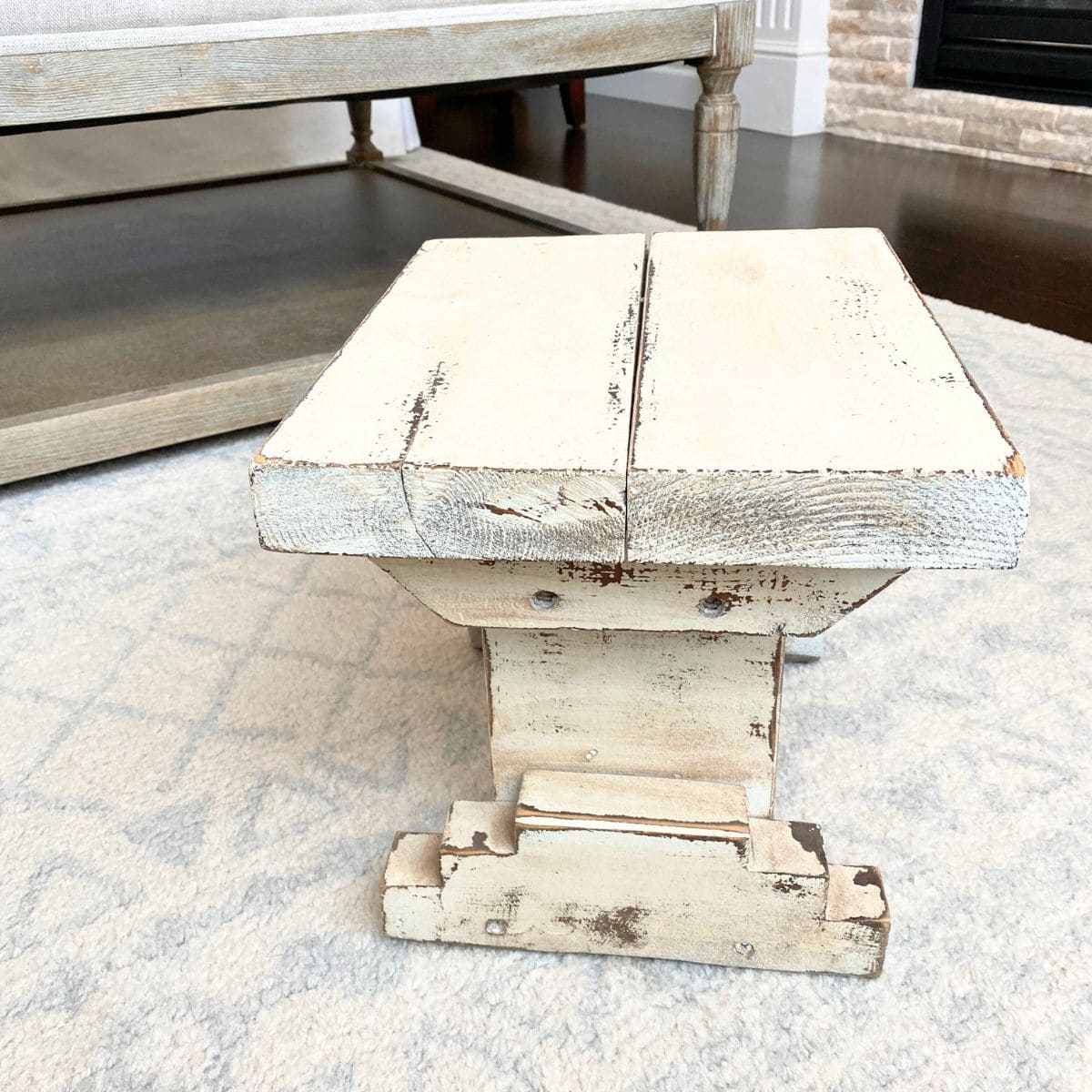 white chippy paint vintage step stool