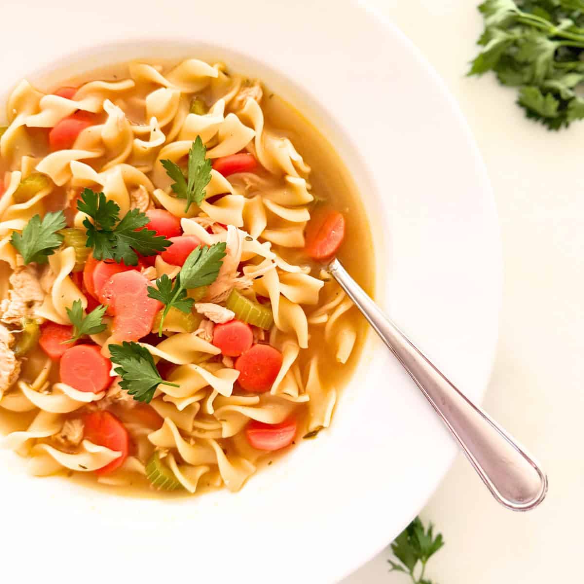 bowl of homemade chicken noodle soup