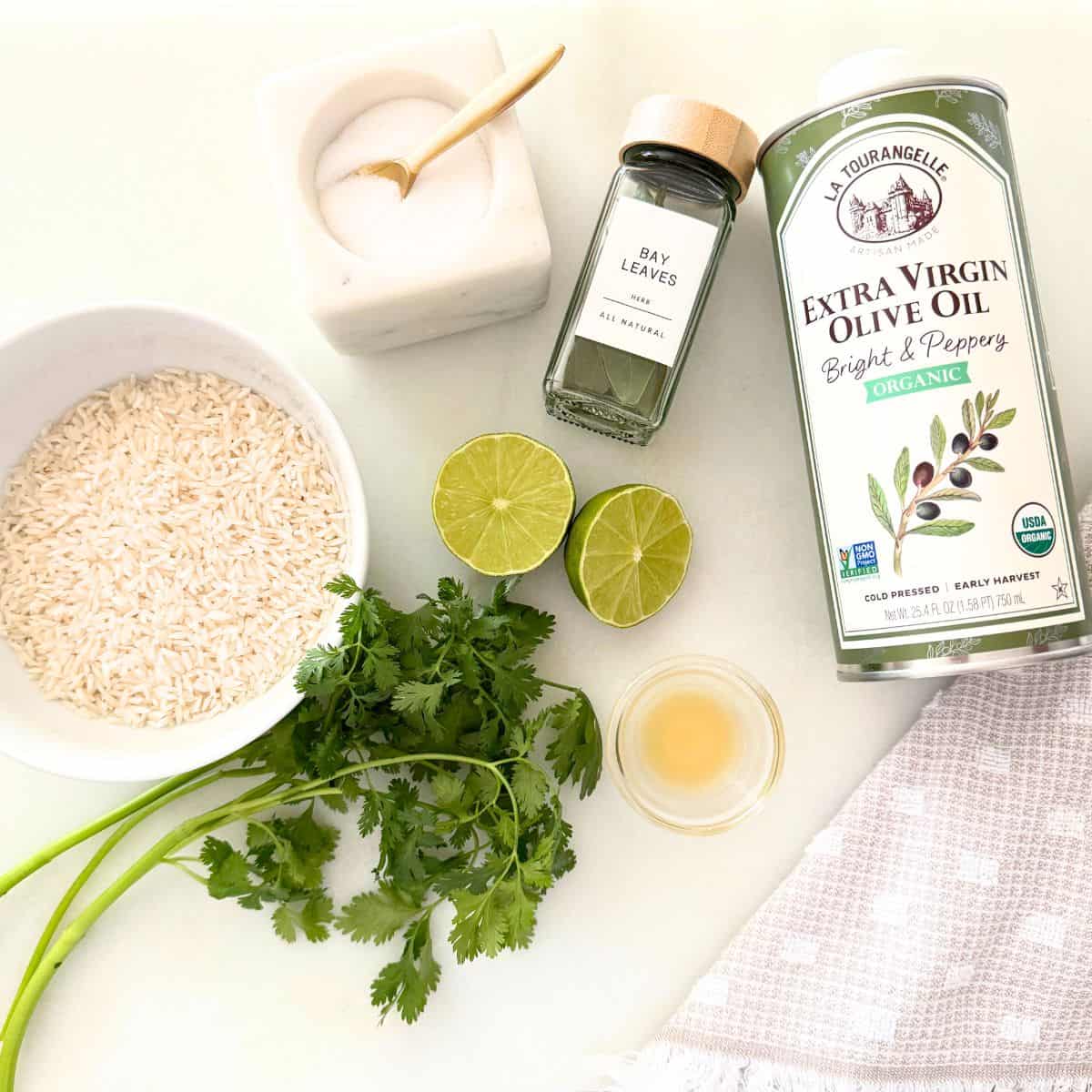 ingredients to make cilantro lime rice