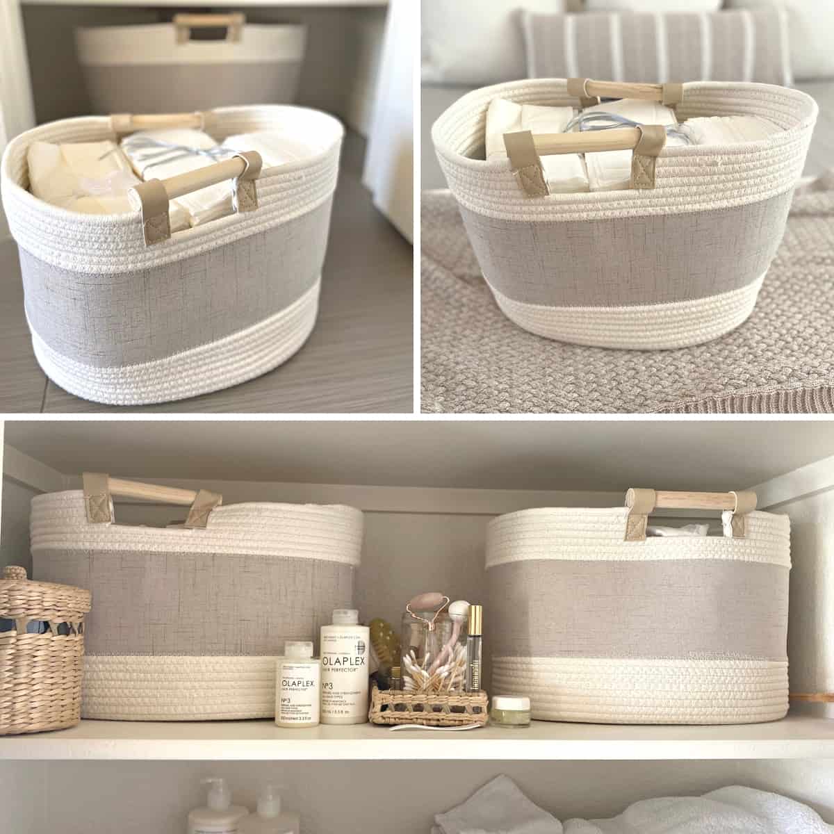 Cotton rope baskets for organizing and storage