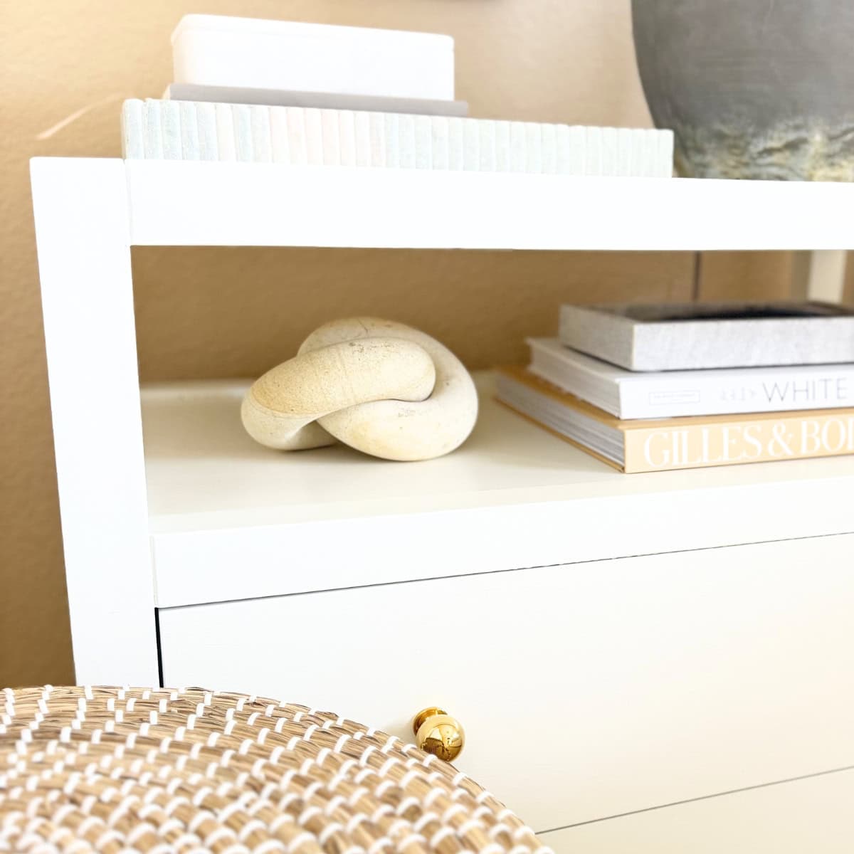 decorative knot object on nightstand