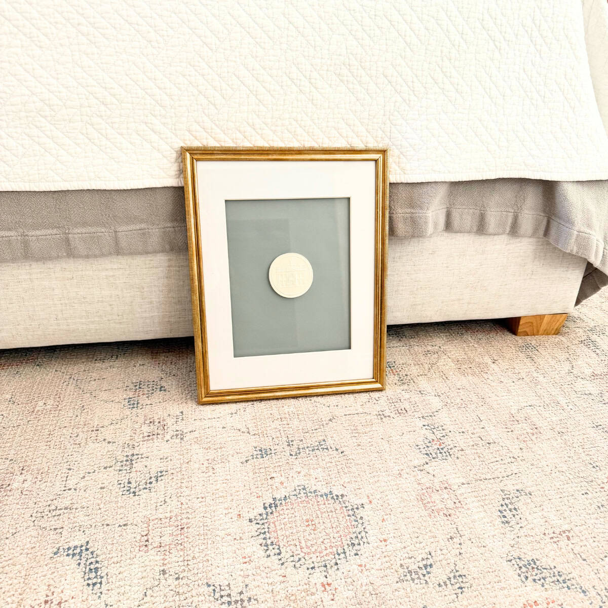 diy intaglio wall art leaning displayed on floor 