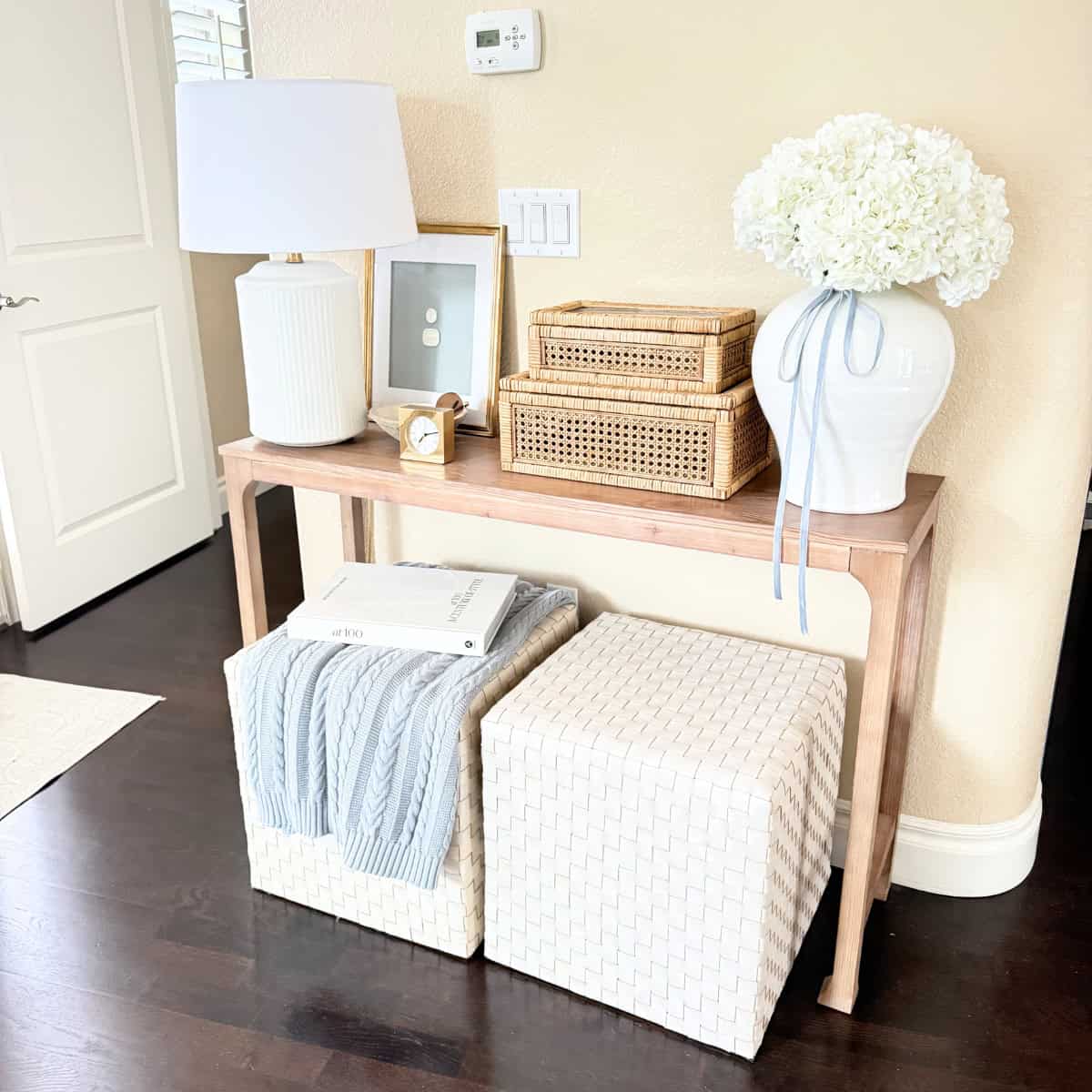 decorated console table
