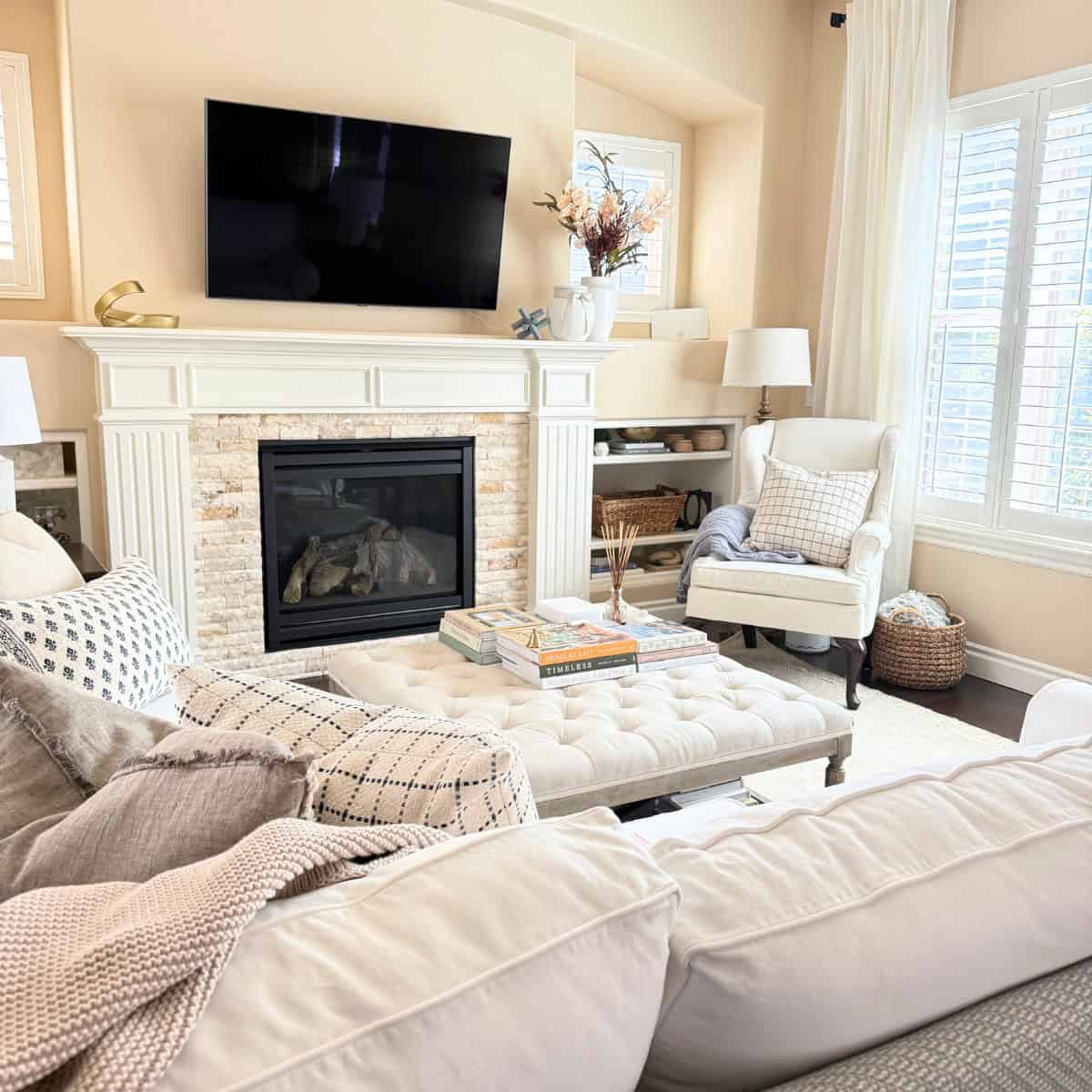 living room styled for fall