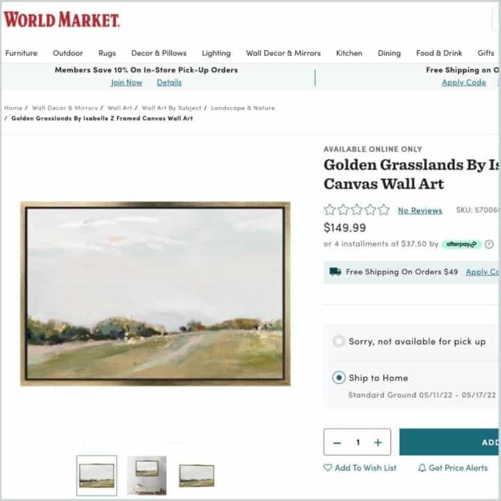 Landscape grasslands art screenshot from world market's website