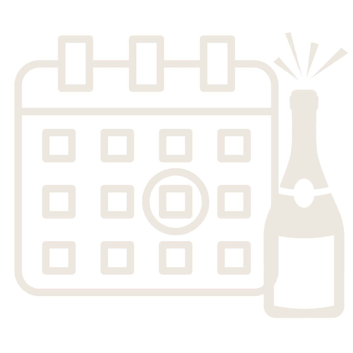 calendar and bottle icon for holidays and entertaining