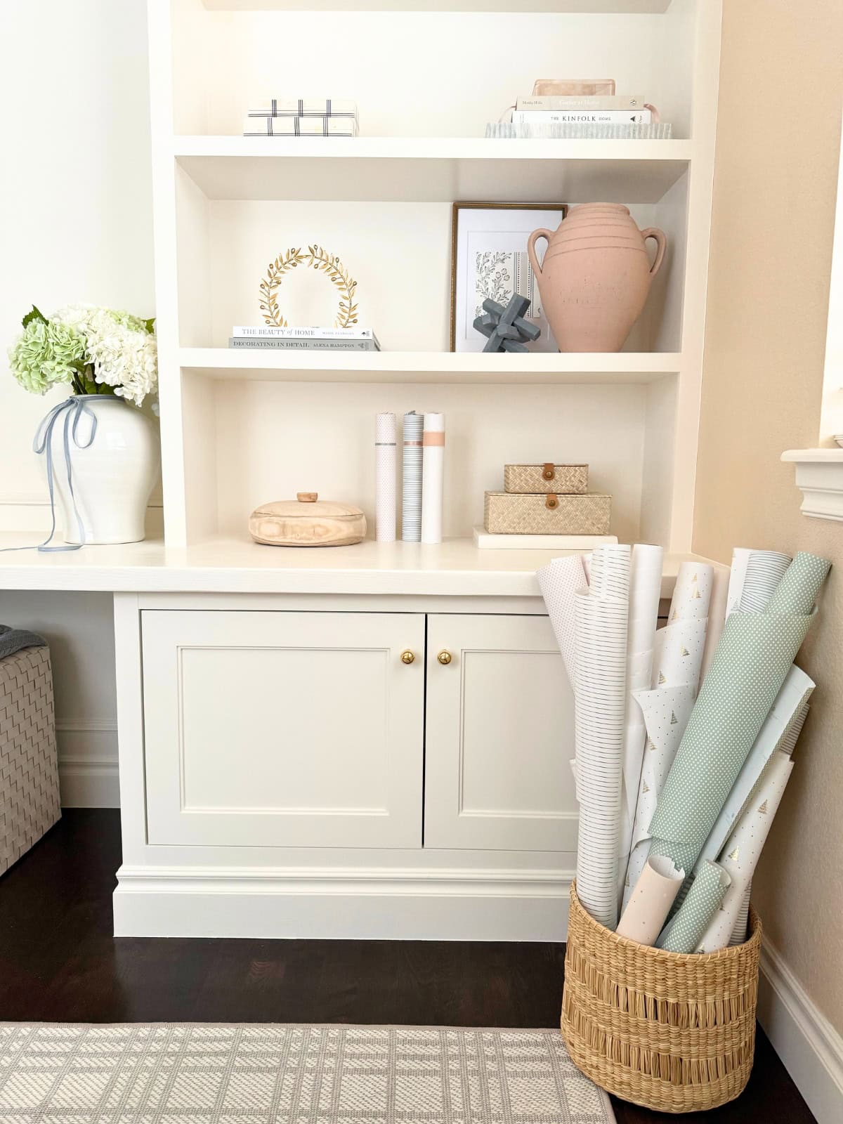 cabinet doors with brass hardware