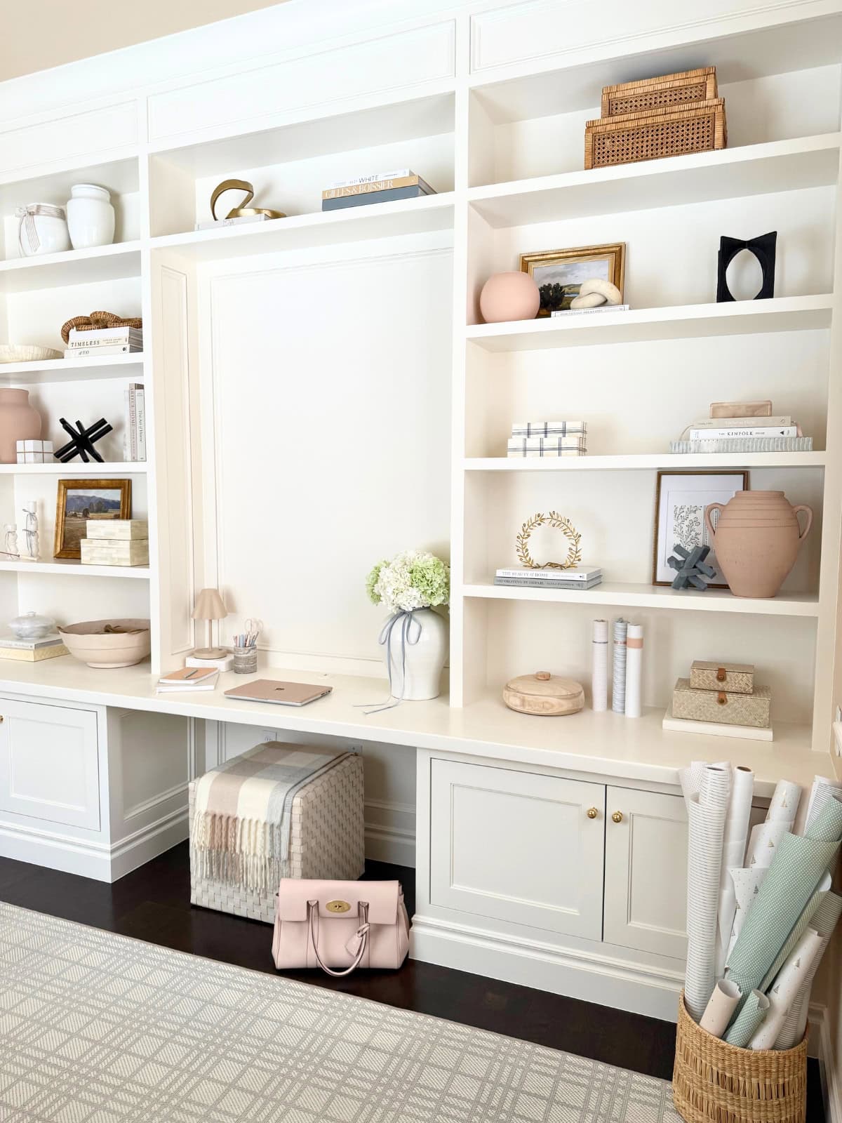 custom home office built ins painted white