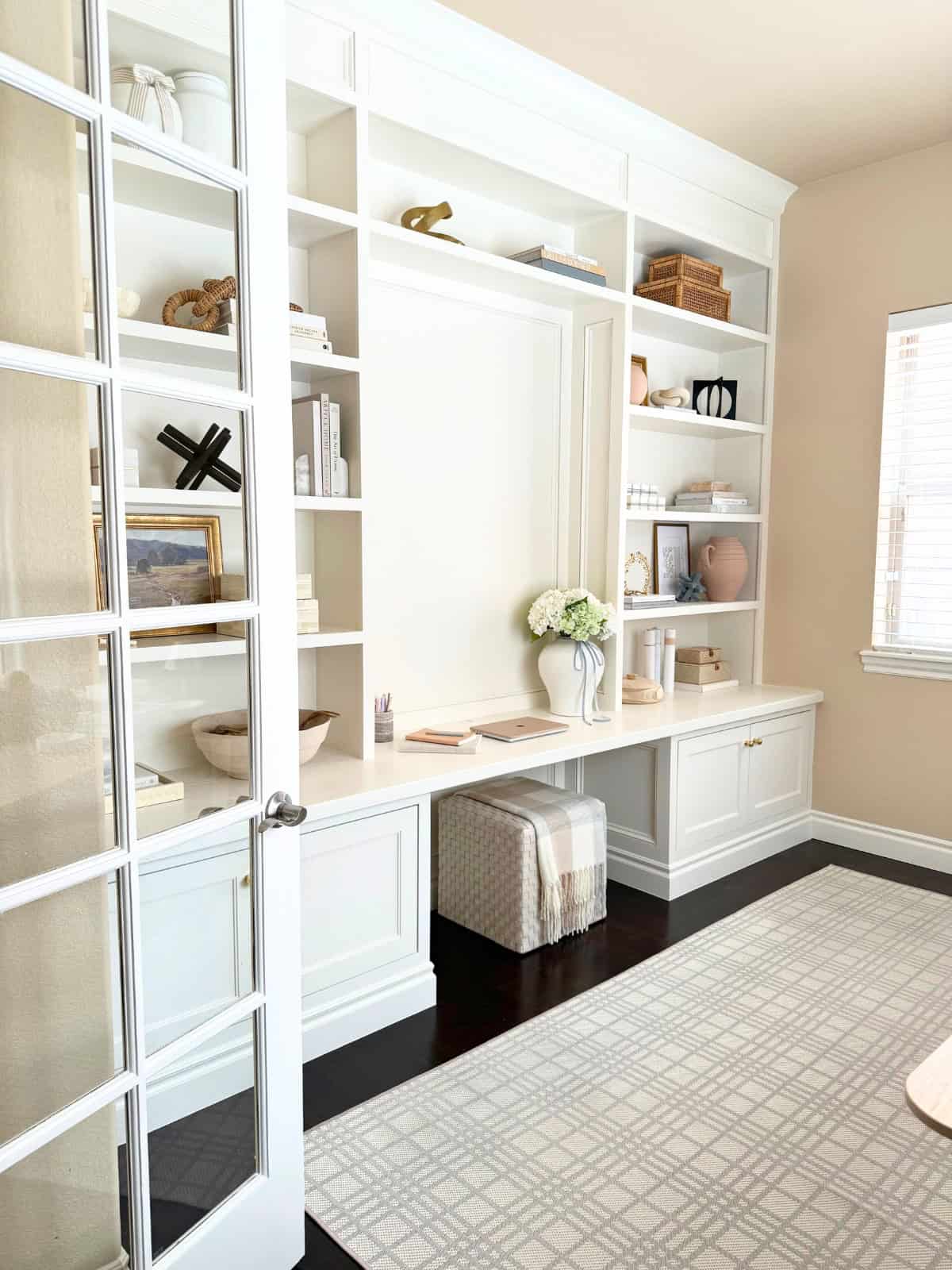 custom home office built ins painted white