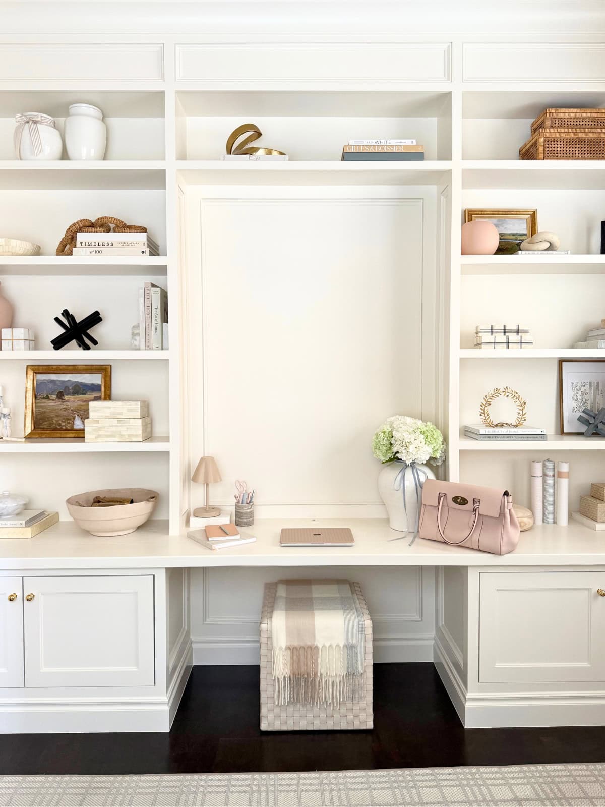 custom home office built ins painted white