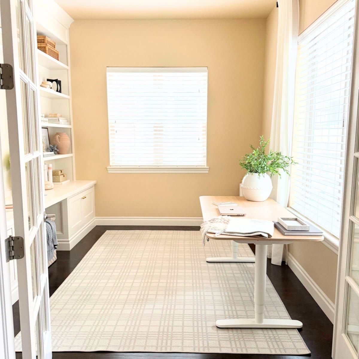 home office desk at window