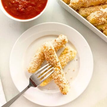 cheese stick on a fork