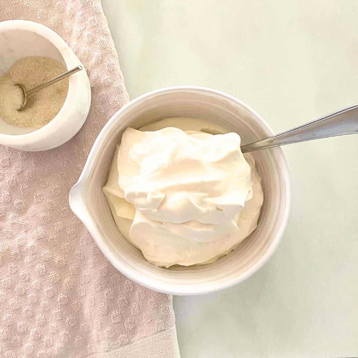 homemade whipped cream in bowl