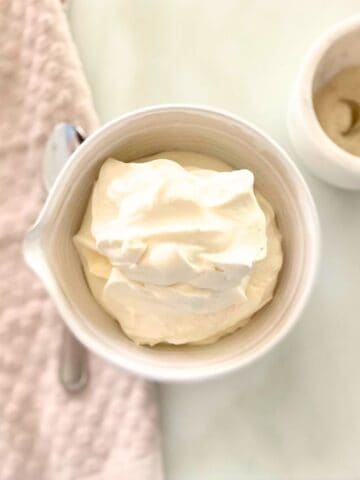 homemade whipped cream in bowl