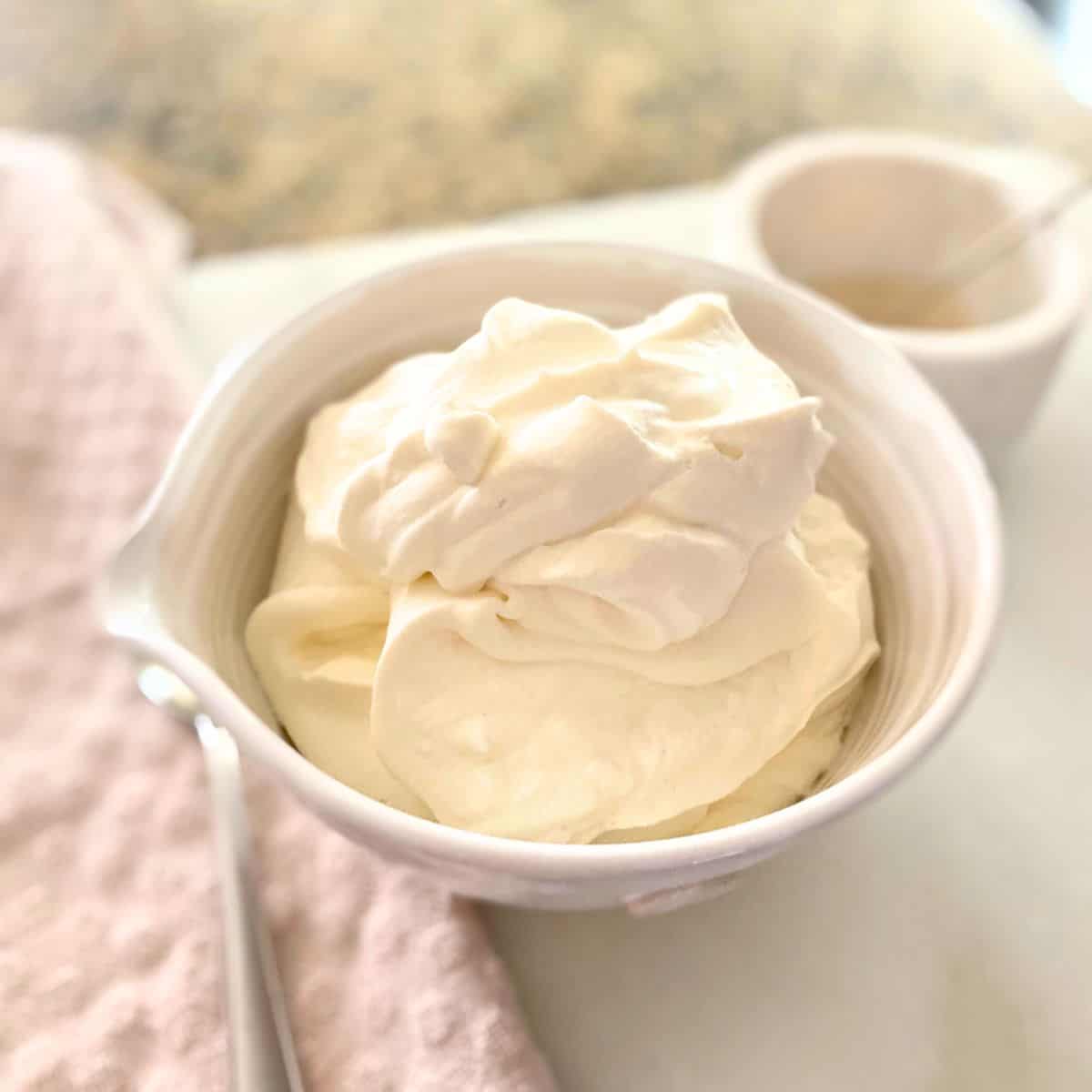 fresh whipped cream in bowl