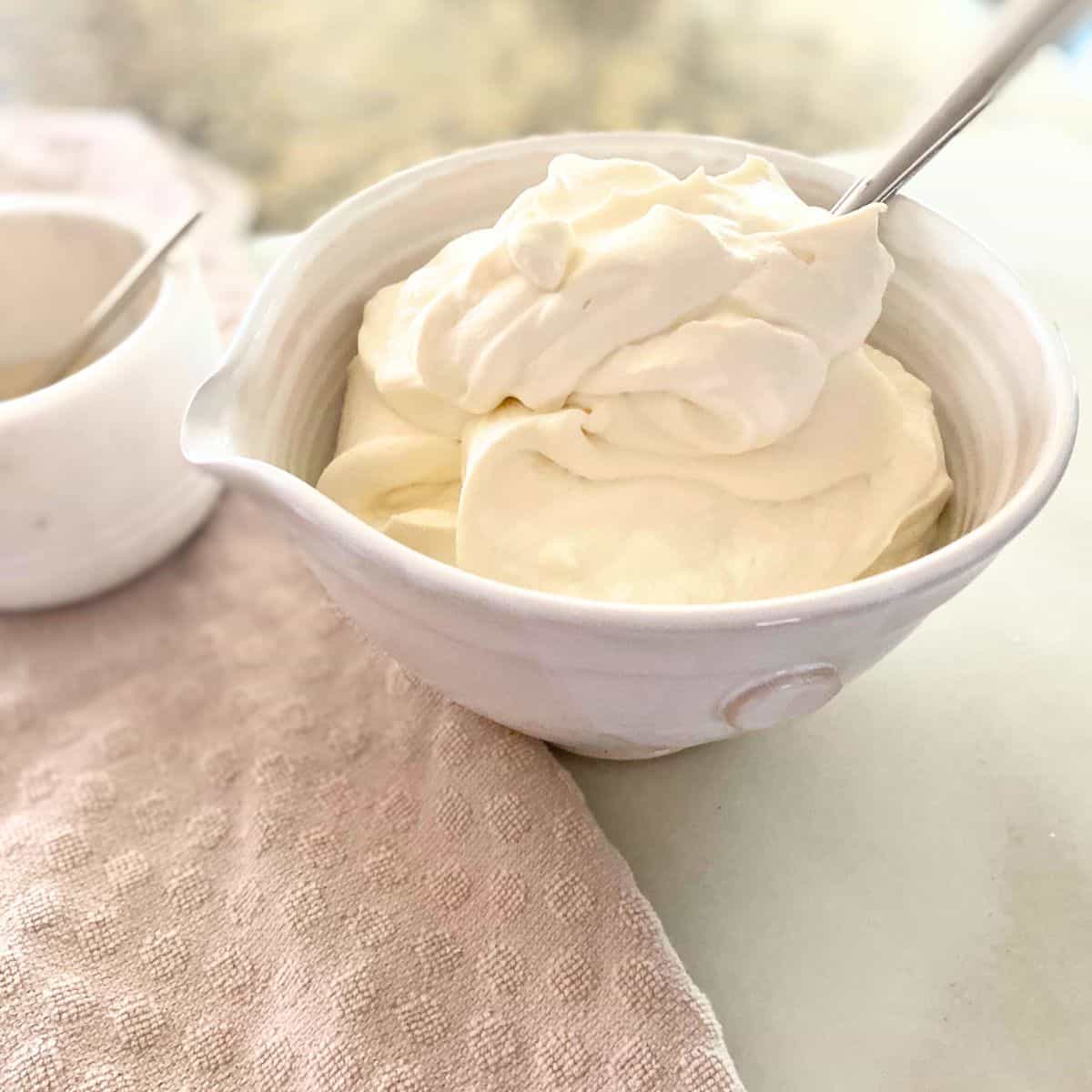 fresh whipped cream in bowl