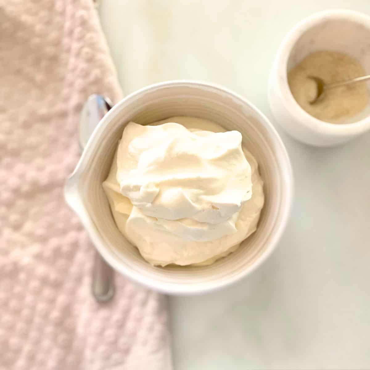 homemade whipped cream in bowl