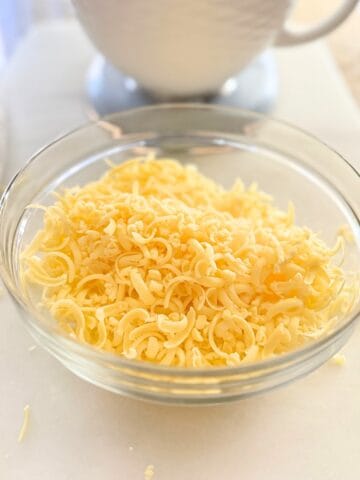 large bowl of fresh shredded cheese