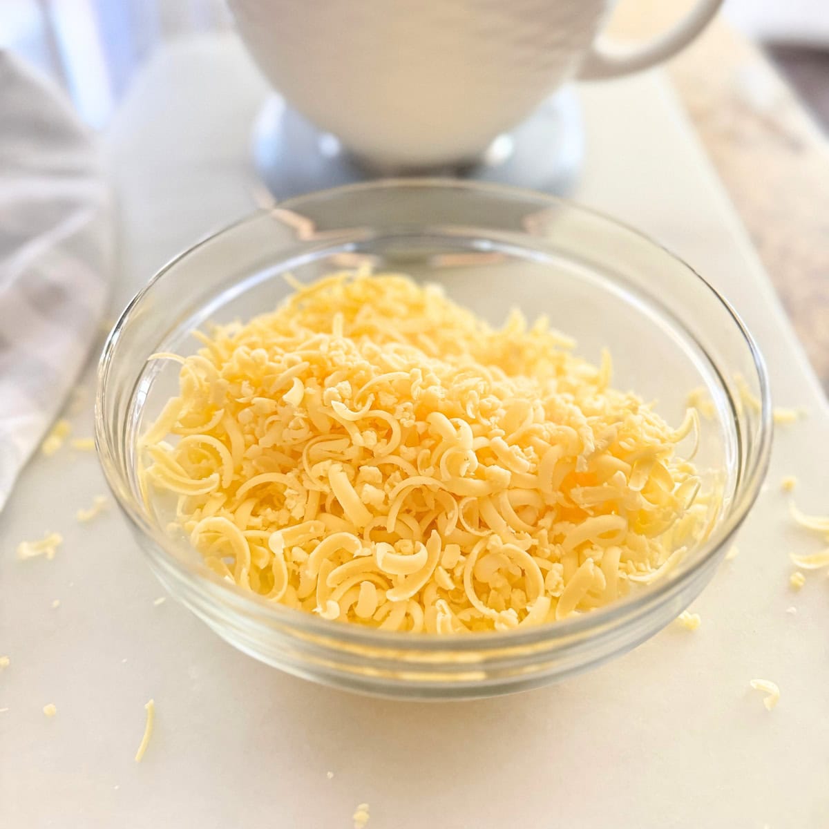 large bowl of fresh shredded cheese