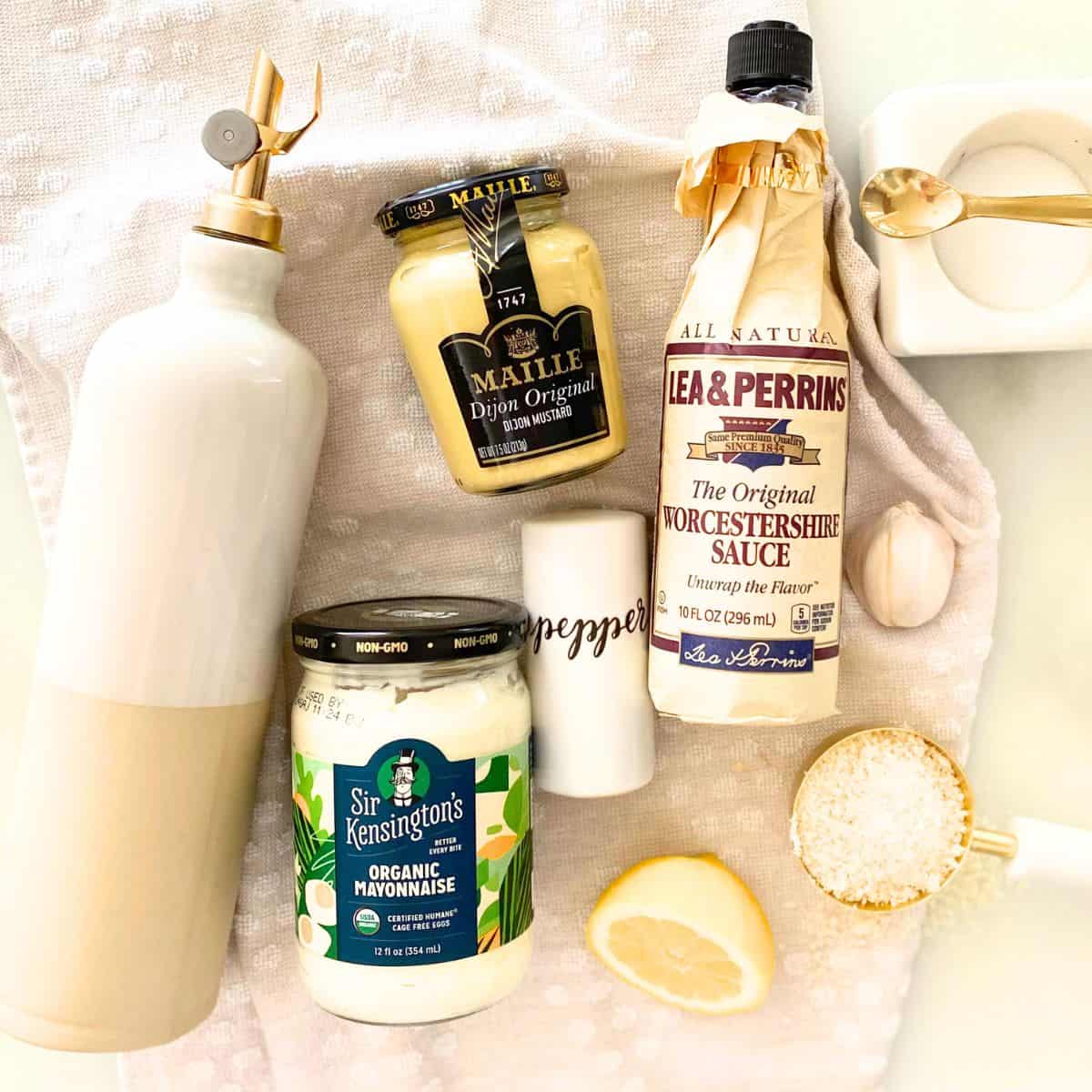 ingredients to make homemade Caesar salad dressing