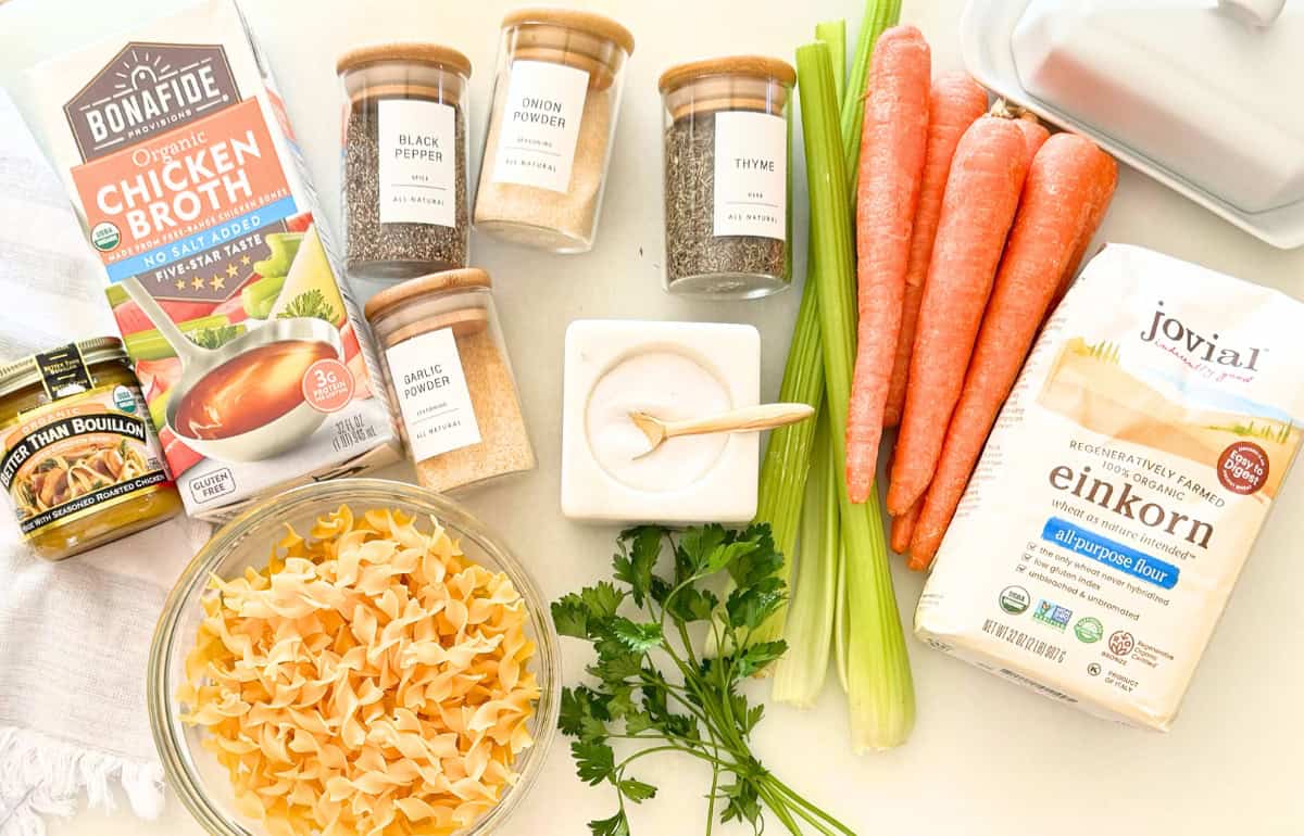 ingredients for homemade chicken noodle soup
