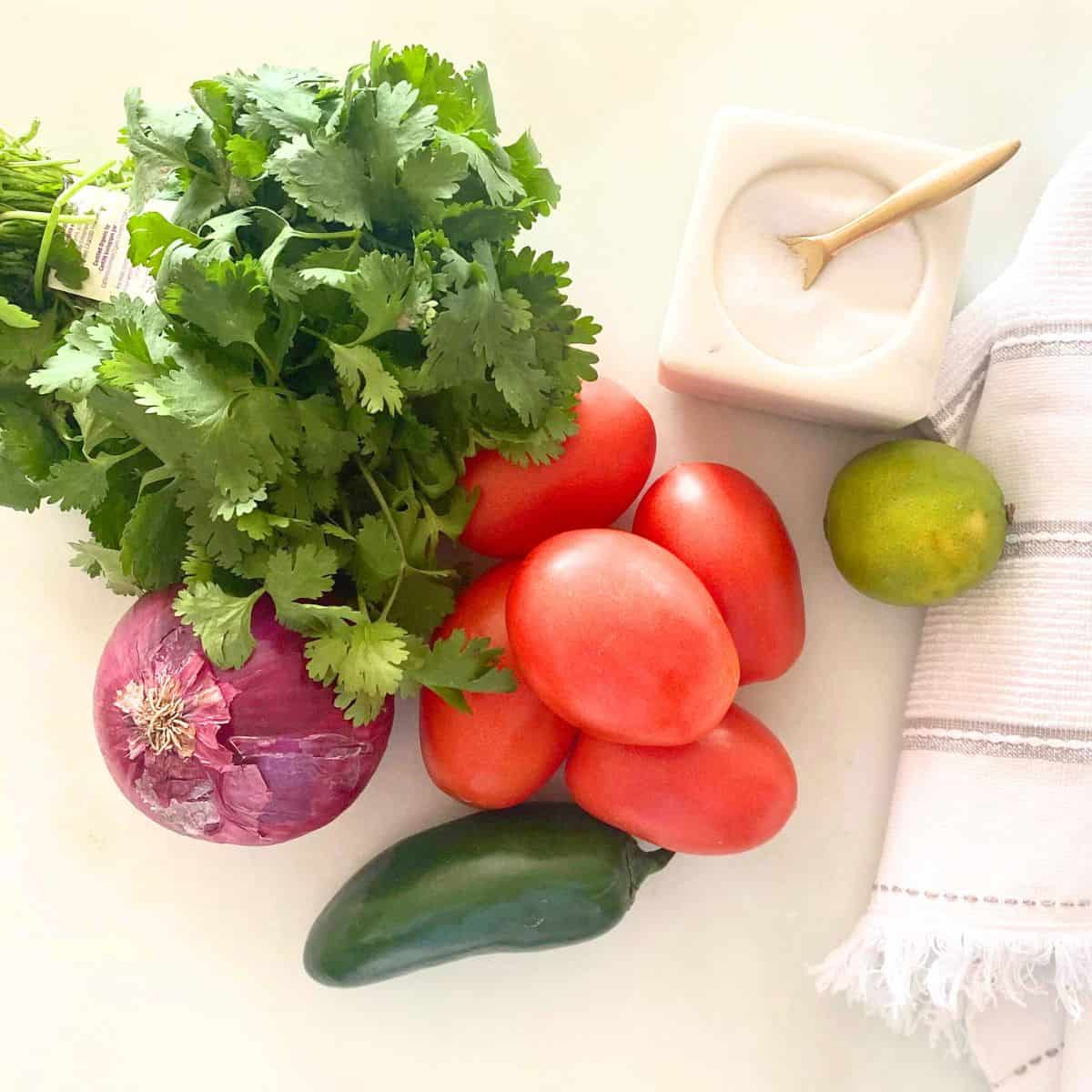 ingredients for homemade pico de gallo