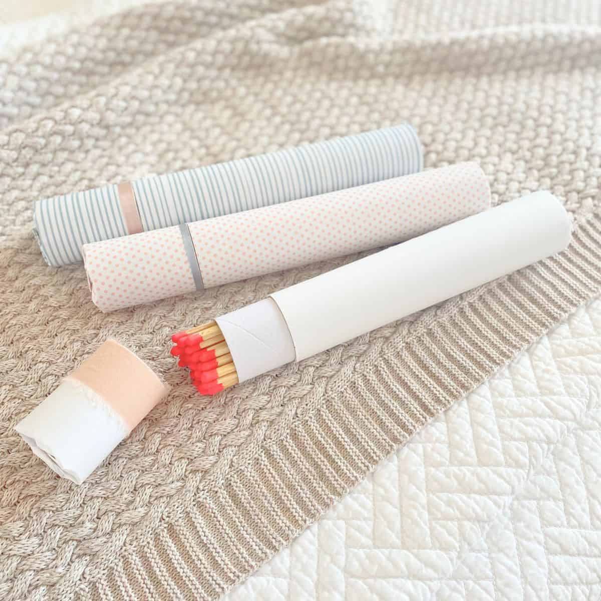 tubes of matches wrapped in pretty paper