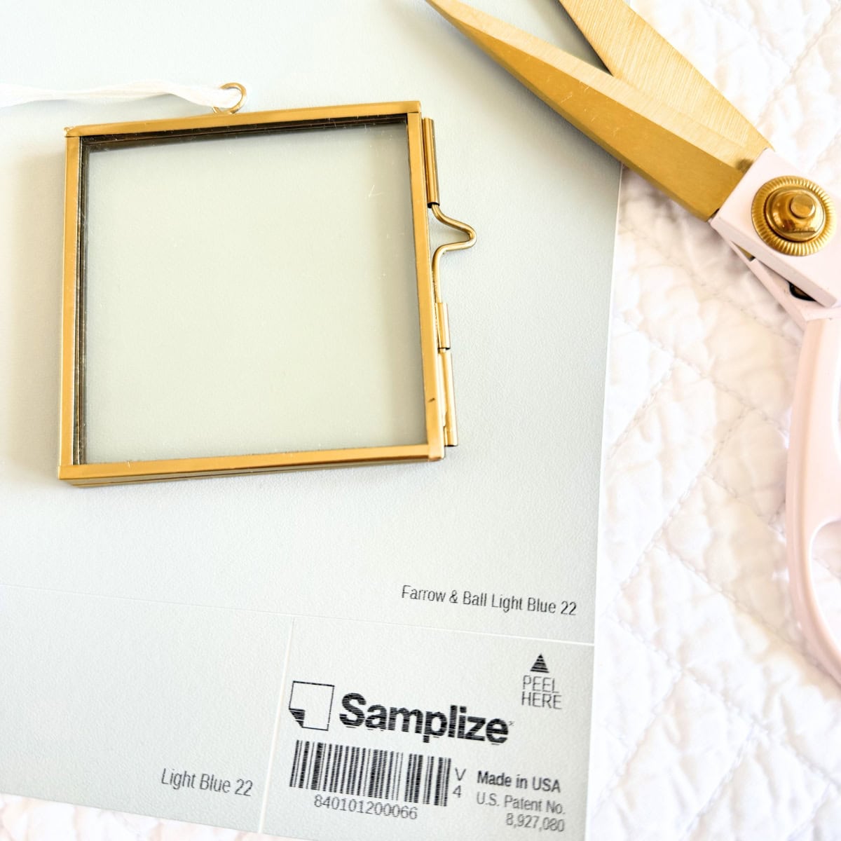 mini glass float frame on paint sheet