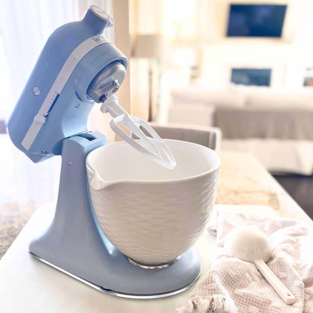 blue kitchenaid stand mixer