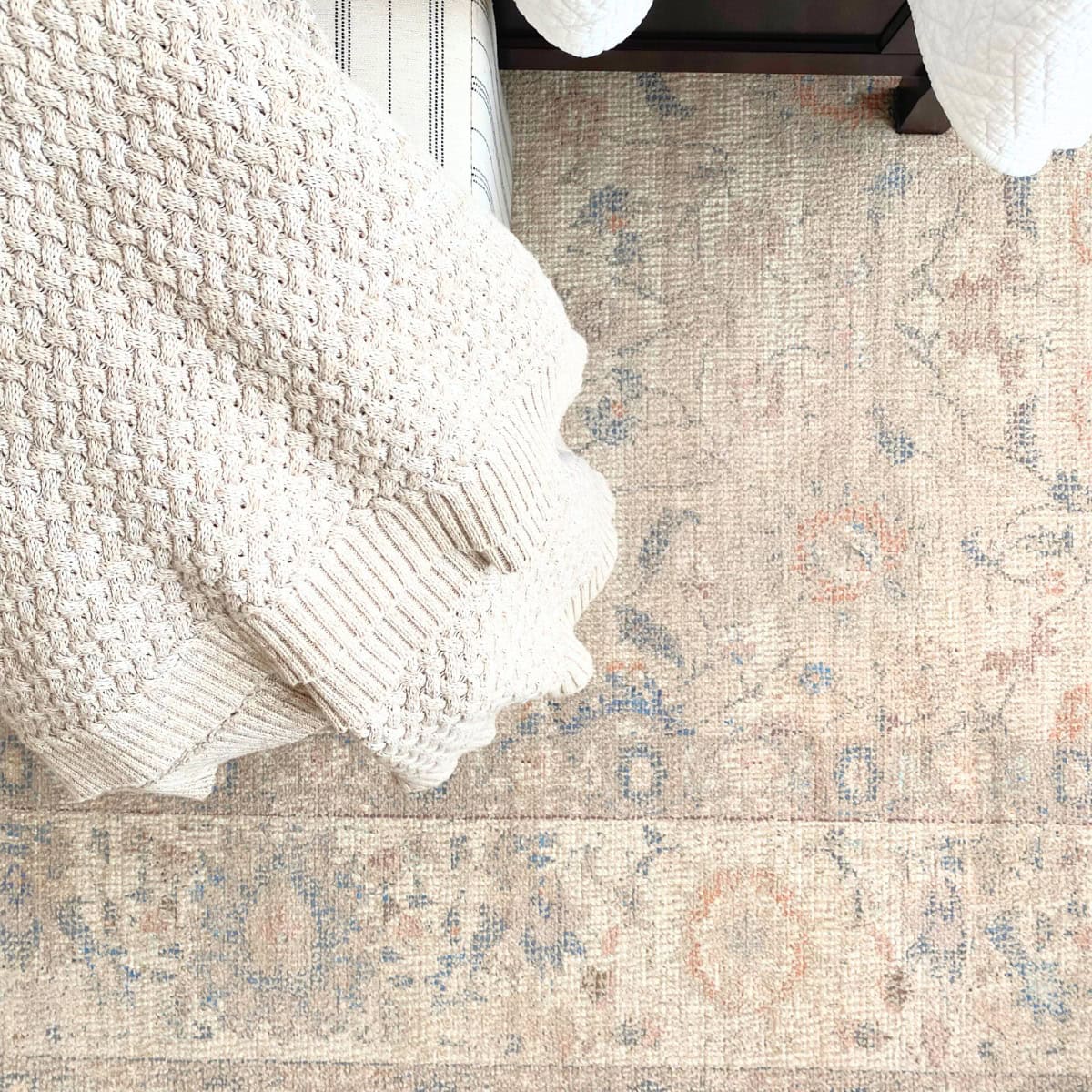 natural and blue patterned rug