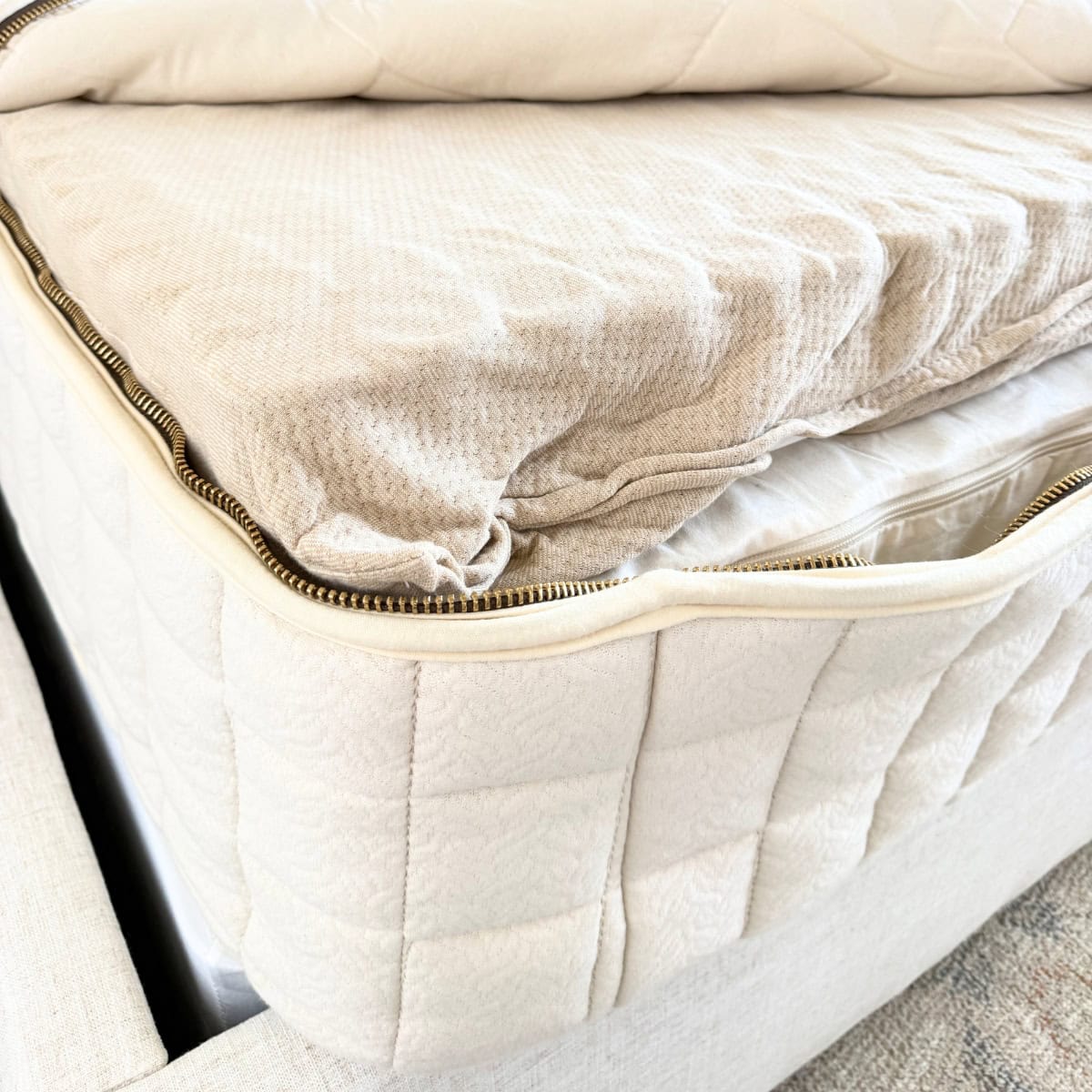 naturepedic organic mattress with unzipped cover