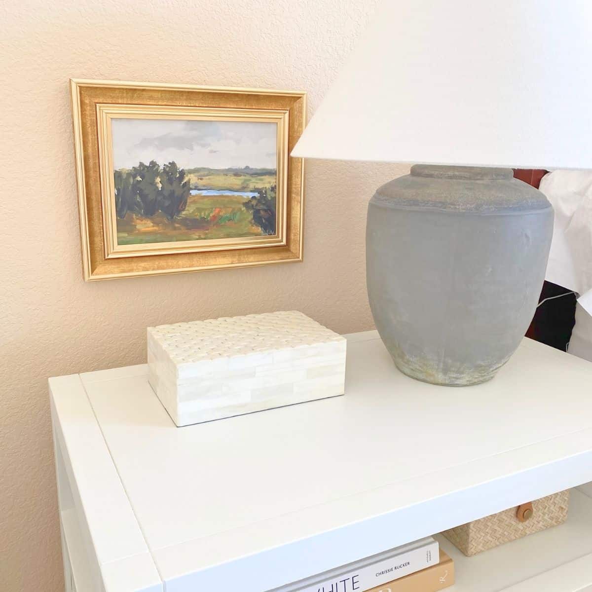 decor on top of white nightstand