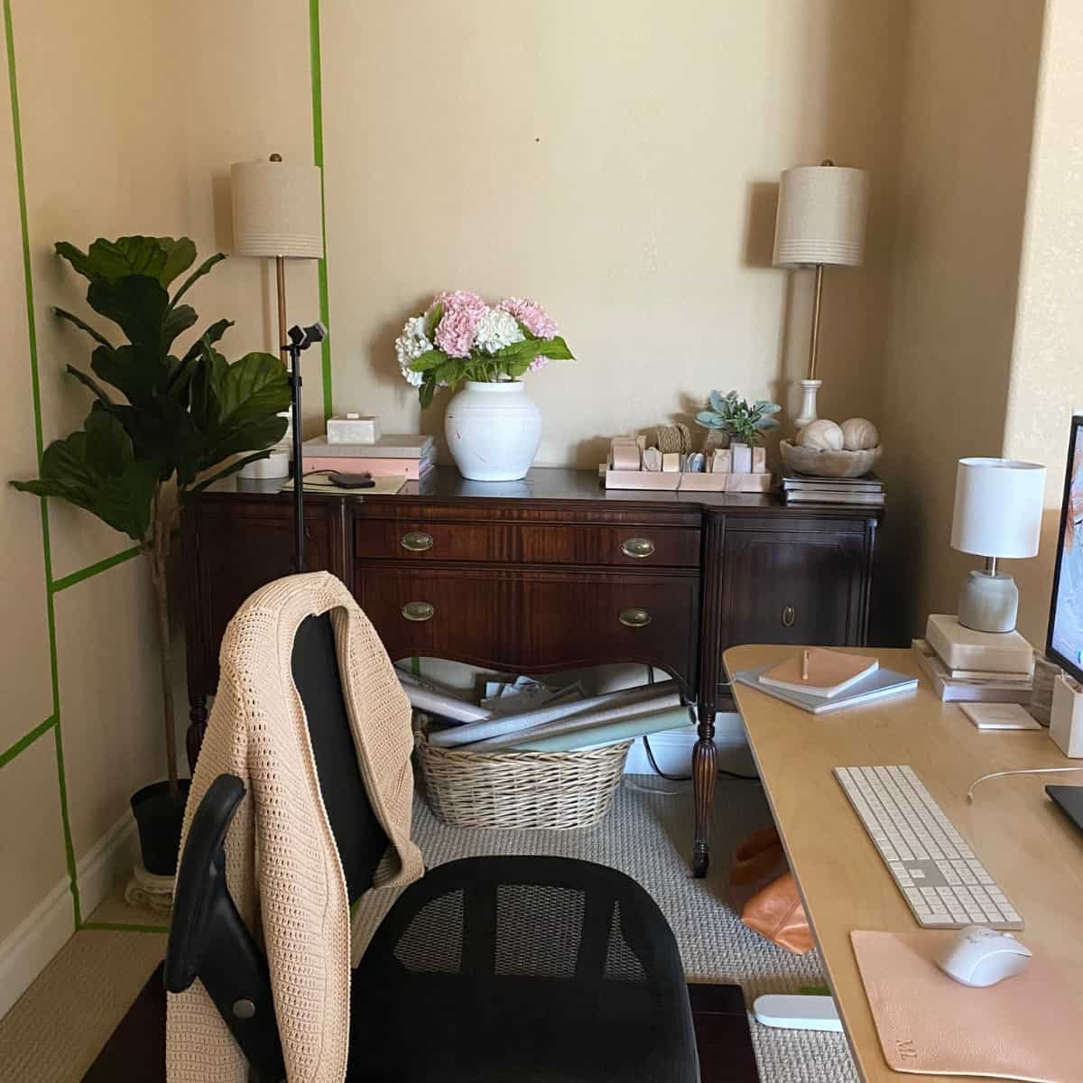 Antique buffet placed in an alcove