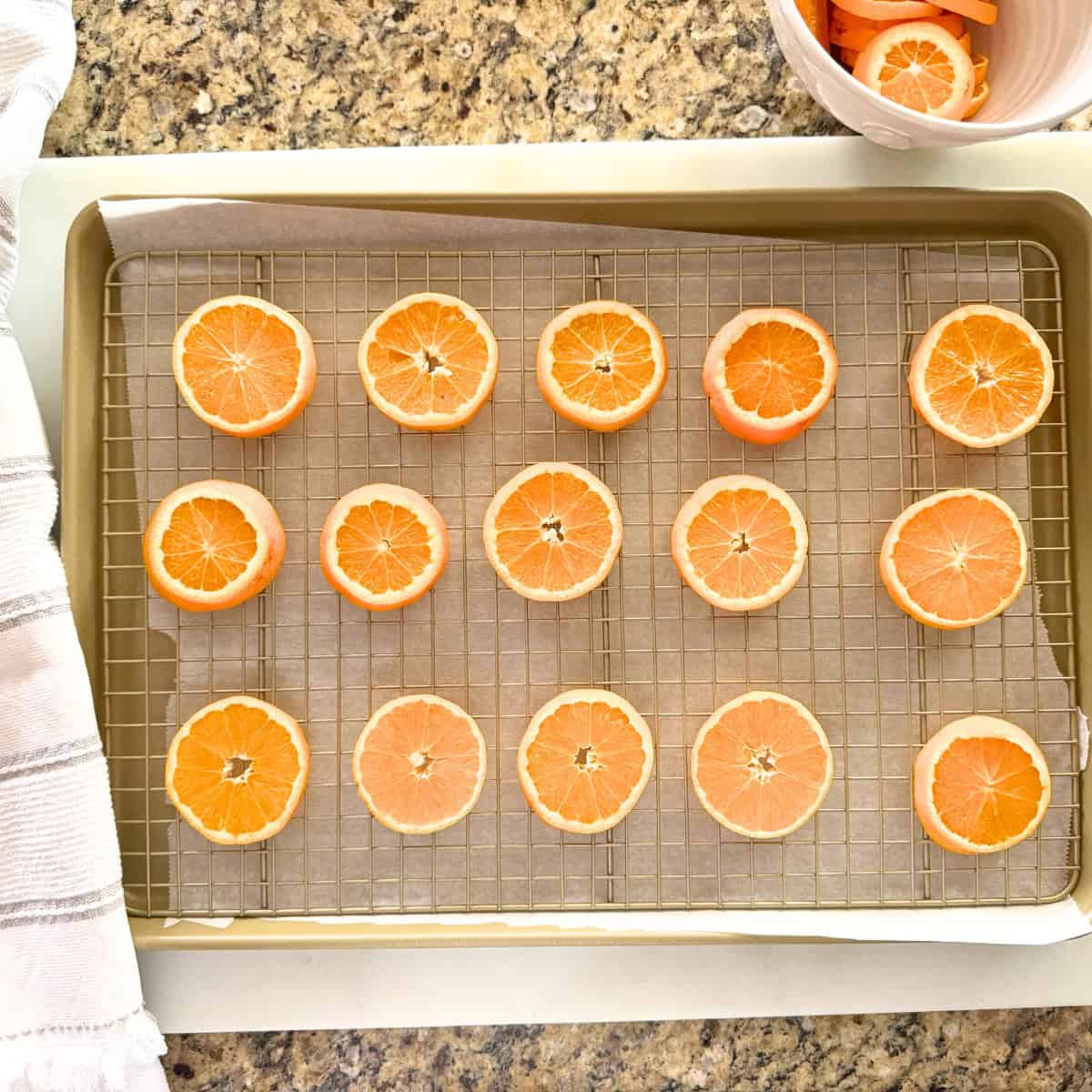 orange slices before oven drying process