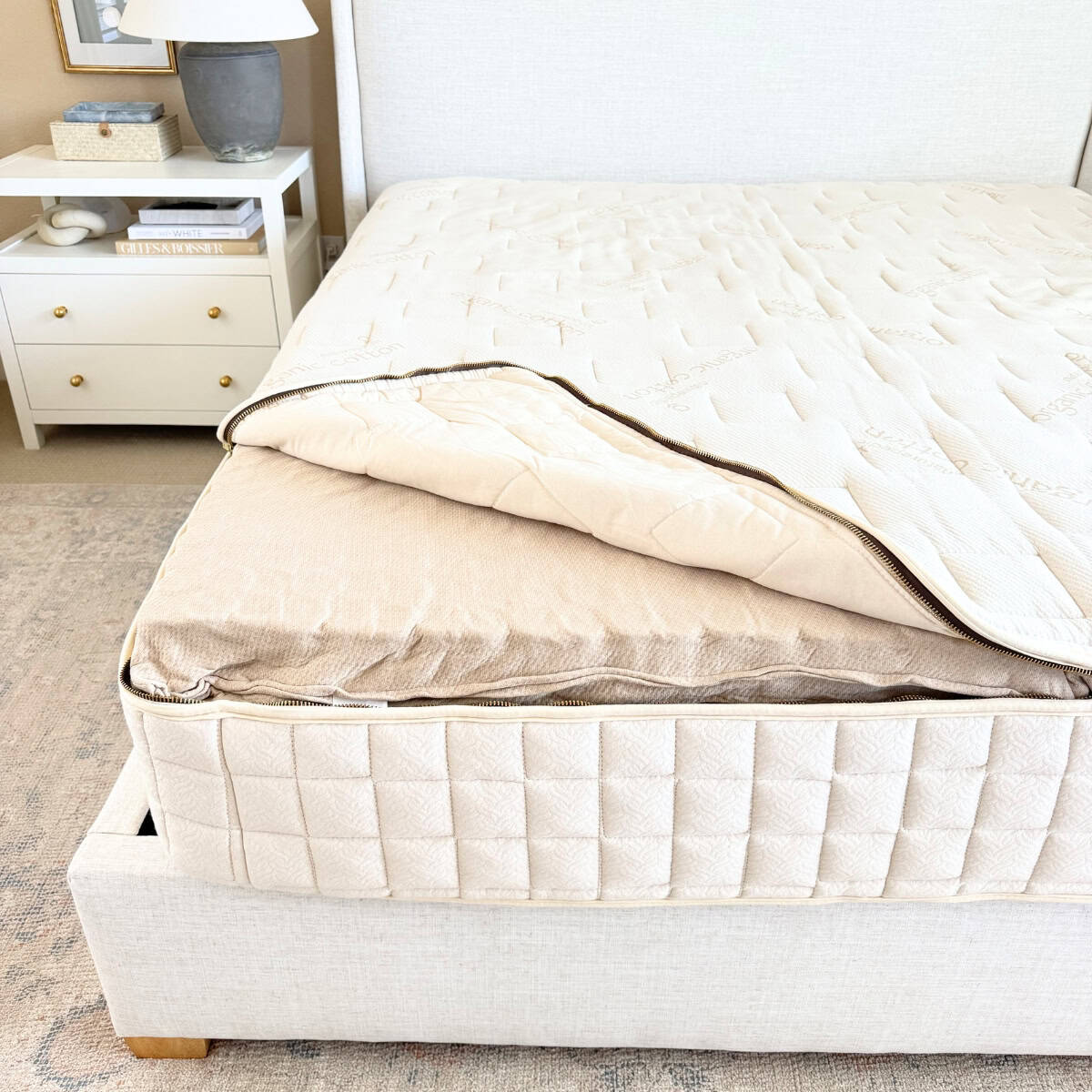 naturepedic organic mattress with unzipped cover