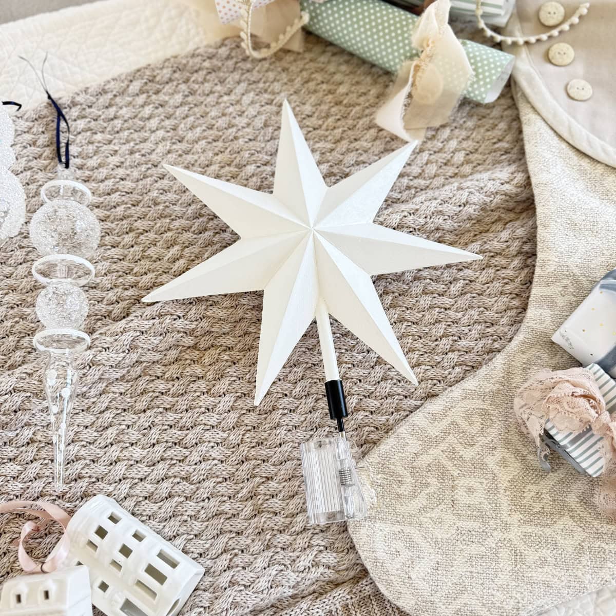 bm simply white painted star tree topper