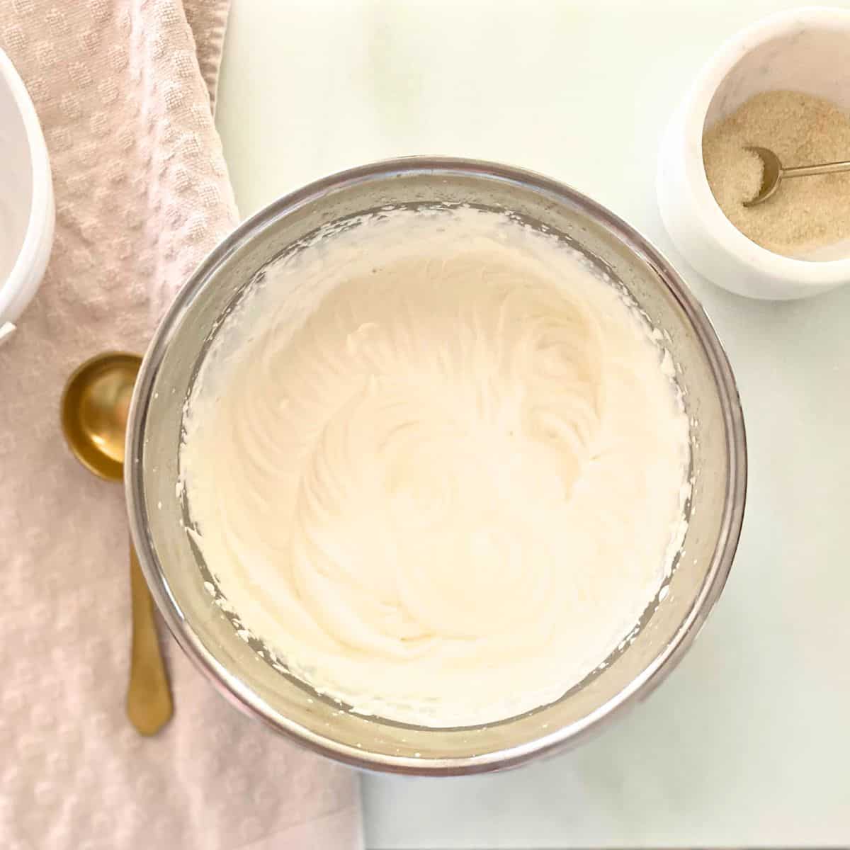 peaks in fresh whipped cream