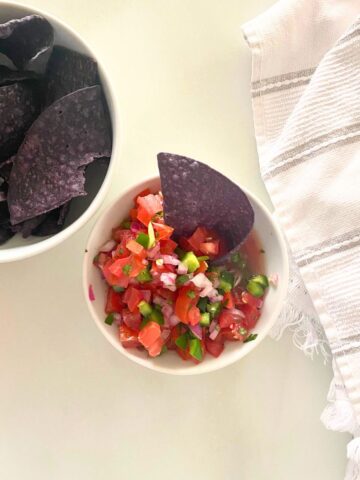 served pico de gallo with chips