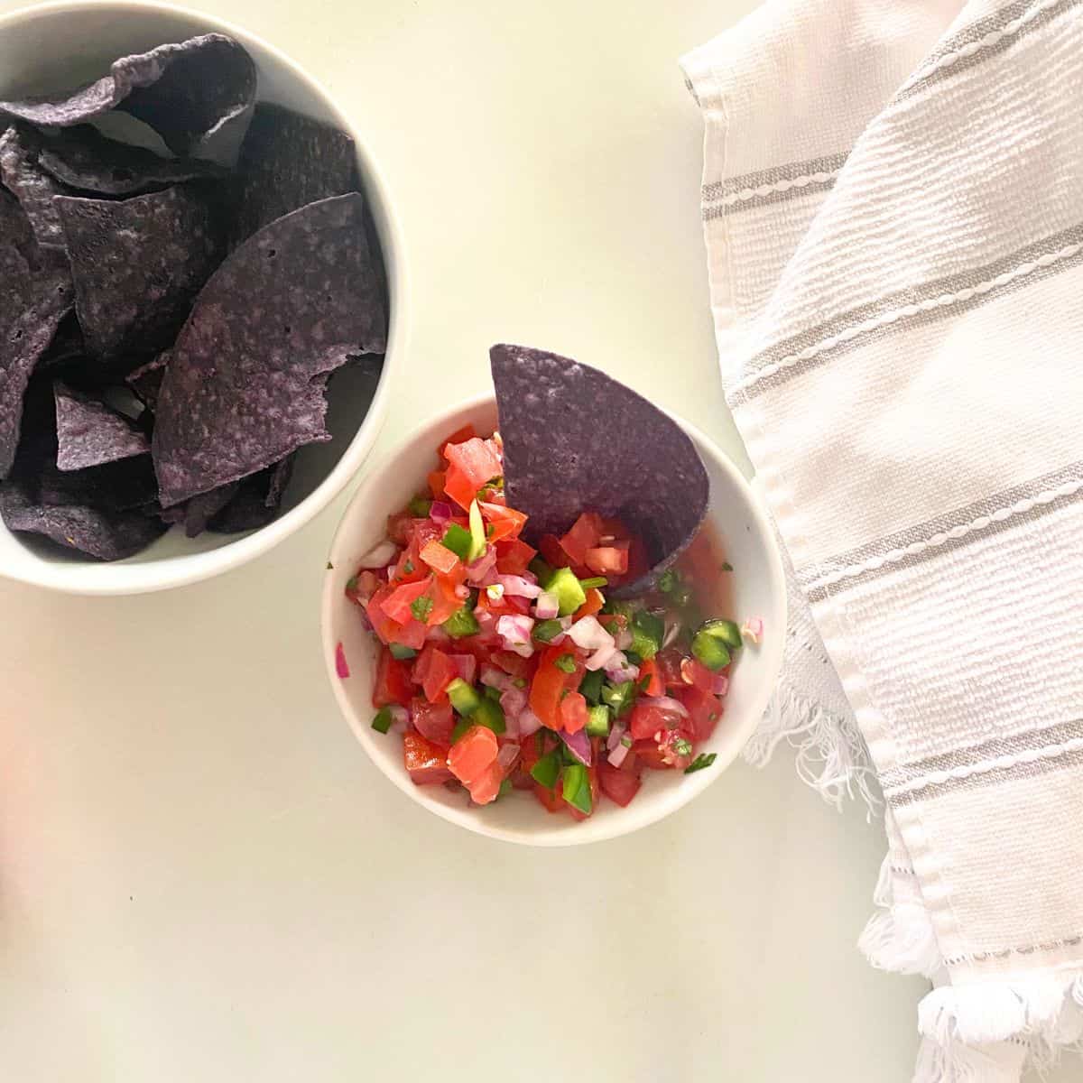 served pico de gallo with chips