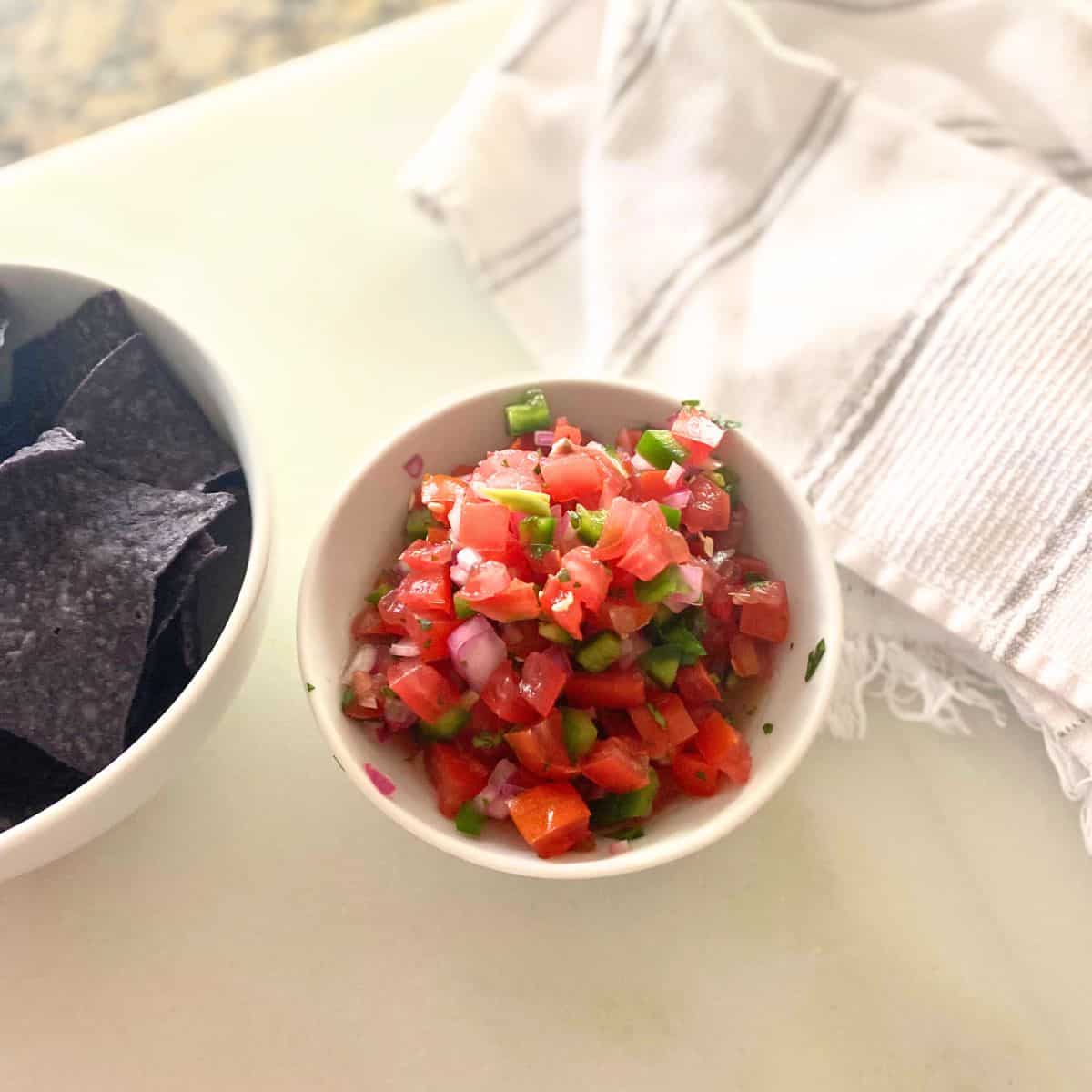 served pico de gallo with chips