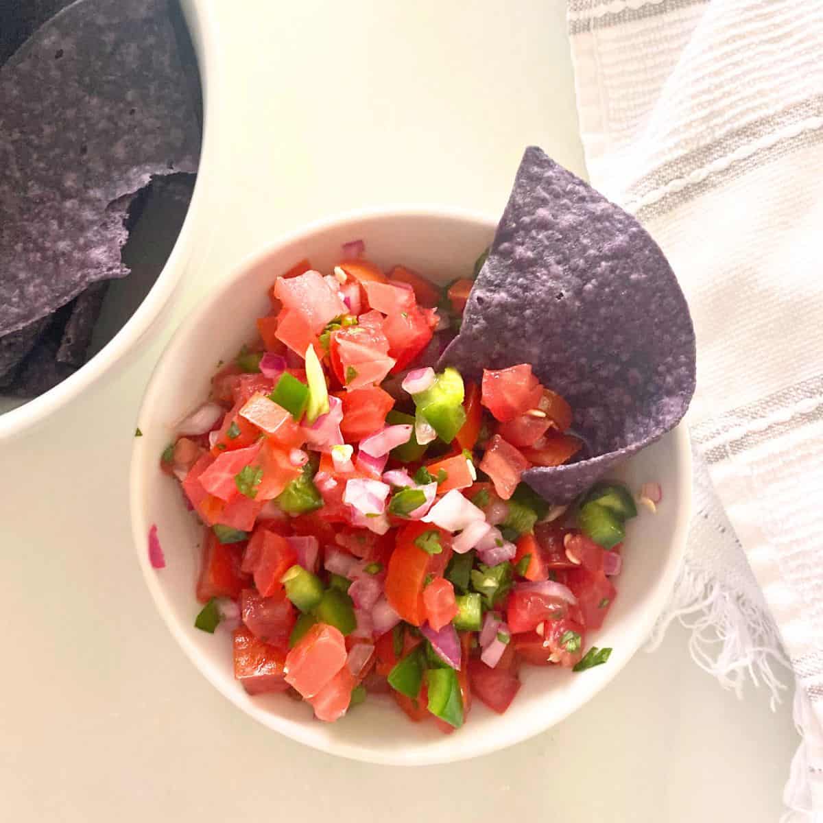 served pico de gallo with chips