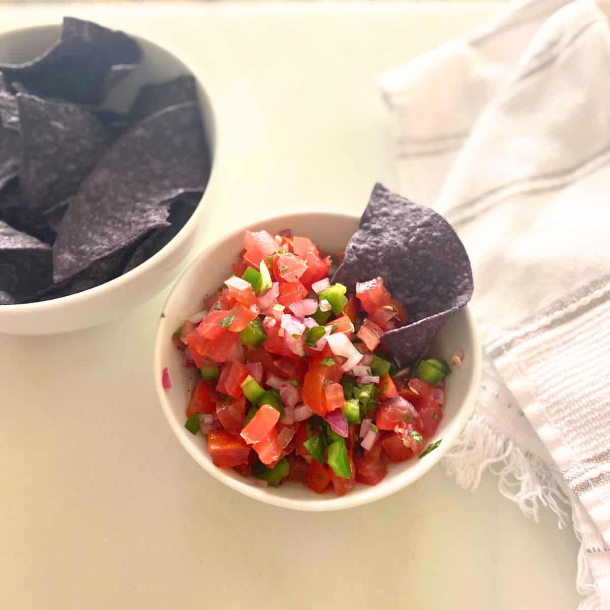 served pico de gallo with chips