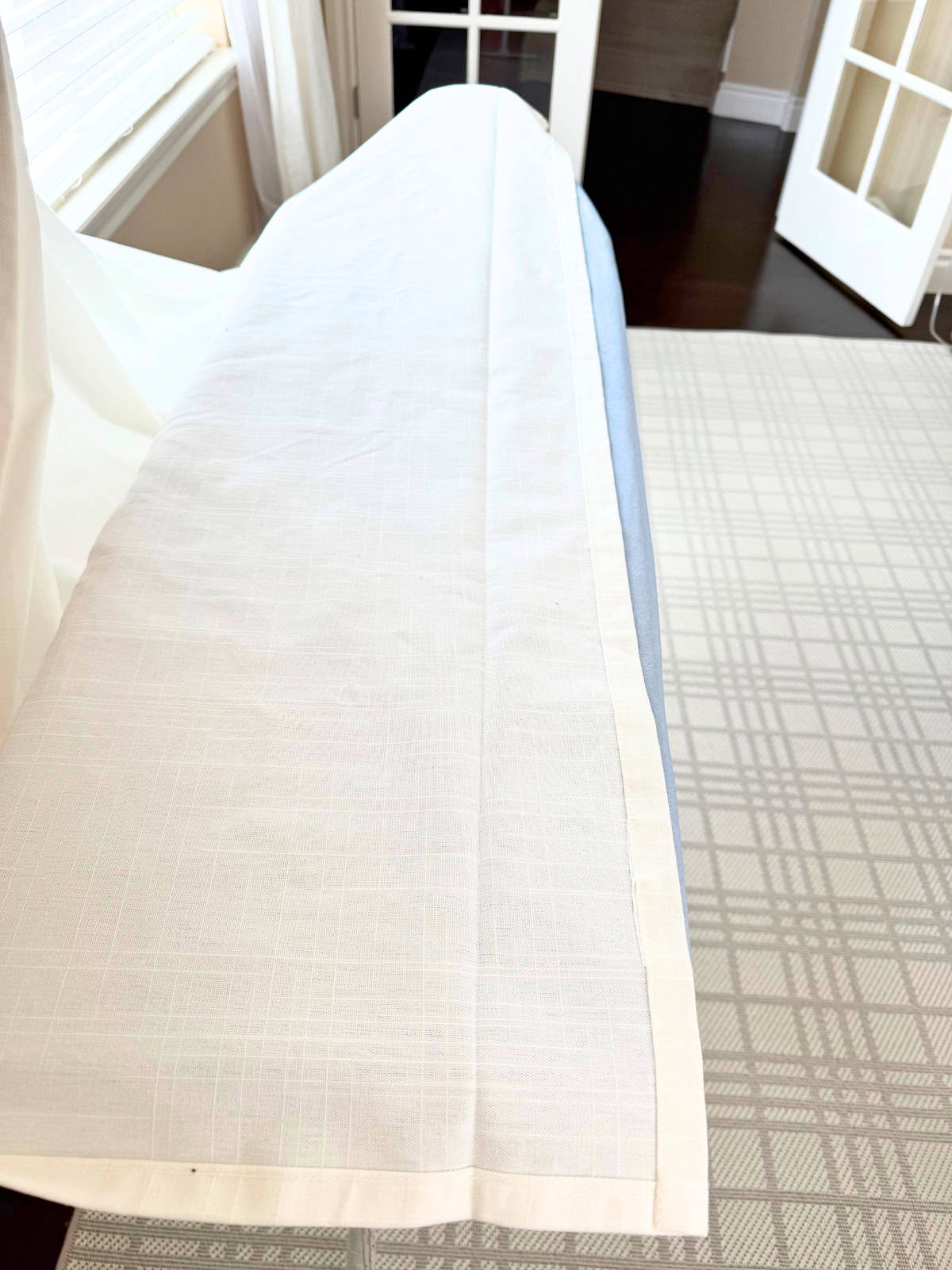 curtain with crease to place iron-on hem tape