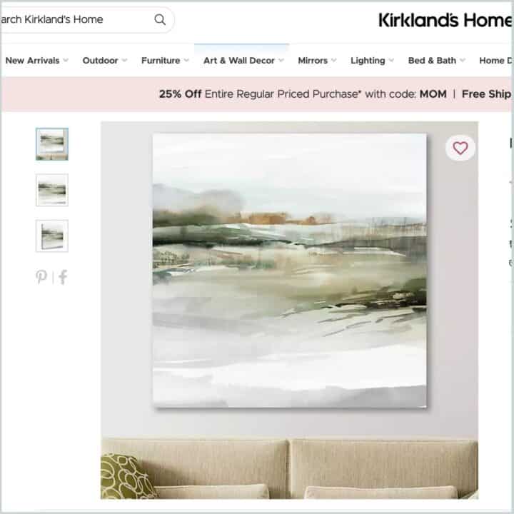 Landscape artwork screenshot from Kirkland's website